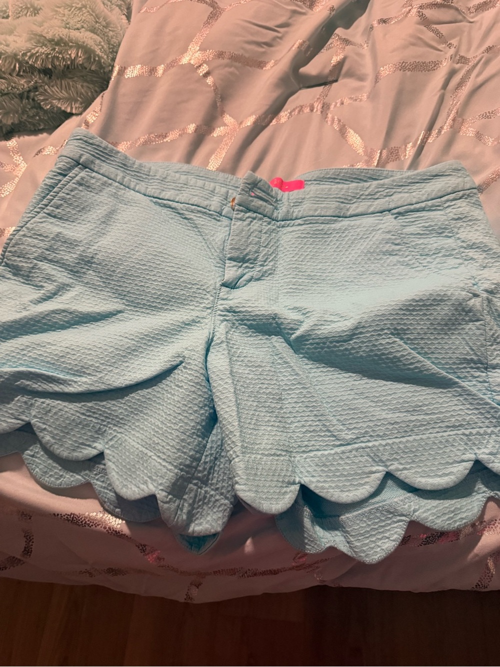 Lilly Pulitzer Light Blue Scalloped Hem Shorts